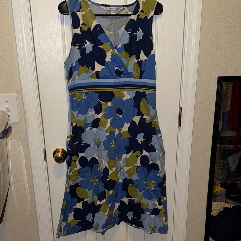 Croft & Barrow Blue and Green Floral Midi Dress